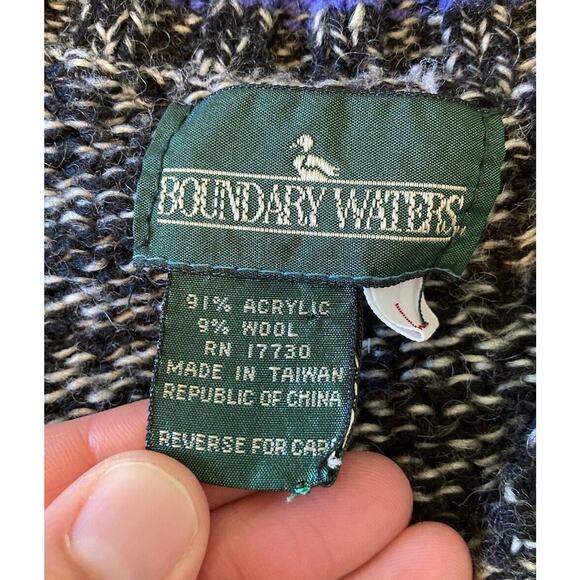 Vintage Boundary Waters Button Front Cardigan Sweater Size Large Women’s Black - Picture 3 of 8